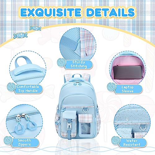 PIG PIG GIRL Girls Backpack, Lightweight Kids Backpack Kawaii School Backpacks Bookbag for Primary Elementary School,Age 6-14 years,Blue(Luggage Strap Ver) - color: 1pc-blue(luggage Strap Ver)