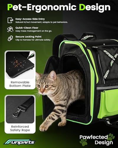 Funparts Motorcycle Dog Carrier Backpack Pet Riding Travel Carrier for Small Dogs Cats Under 18 lbs Escape-Proof High Ventilation for Street Glide Touring Trike Can-Am Models with Passenger Seat