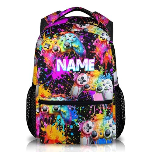 Kids Backpack for Boys School, Custom Gaming Bookbag for Kindergarten Elementary Primary Middle College, 17 Inch Personalized Durable Daypack for Travel Work Hiking - color: Game2
