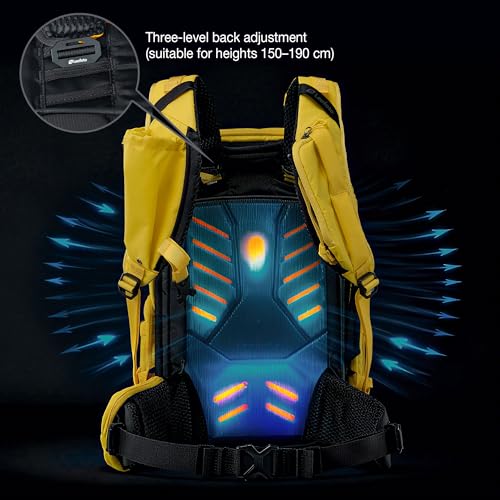 LEOFOTO 35L Camera Backpack for Photographer, Lightweight Waterproof Travel Camera Bag for Camera/Drone/15.6" Laptop, Photopraphy Bag with Side Access & Rain Cover, Tripod Compatible, 2.95KG (YELLOW) - color: 35l-bag+large Insert-yellow