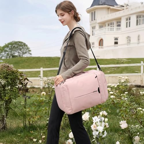 Timeet Travel Backpack for Women Men, 32L 4 In 1 Carry on Luggage Backpack, TSA Friendly Flight Approved 17 Inch Laptop Backpack, Waterproof Travel Bag for Work School Camping Hiking, Dusty Pink - color: Dusty Pink