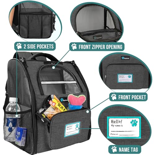 PetAmi Dog Backpack Carrier for Small Medium Dogs Large Cats up to 18 lbs, 2 Side Entry, Structured No-Collapse Frame, Airline Approved Ventilated Pet Backpack for Hiking Camping Travel, Charcoal - color: Charcoal