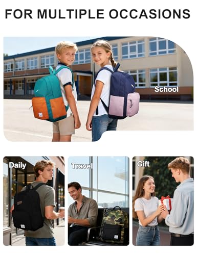 VASCHY Lightweight Backpack for School, Classic Basic Water Resistant Casual Daypack for Travel with Bottle Side Pockets (Black) - color: Classic Black
