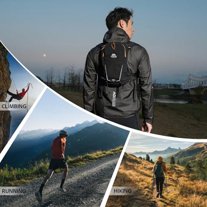 AONIJIE Running Hydration Vest for Men Women 8L Backpack with 500ml Soft Flask Water Bottle - style: Black