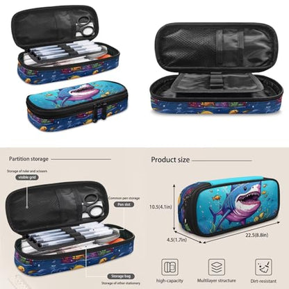Shark Backpack for Boys Kids Backpack with Lunch Box Water Bottle Holder with Strap and Soft Pencil Case 4Pcs Set 17" Lightweight Bookbag with Large Front Pocket Sturdy Elementary School Bag - color: Cartoon Shark