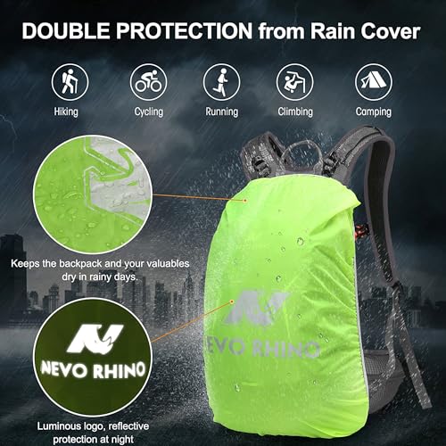 N NEVO RHINO Hydration Backpack with Water Bladder 3L, Hiking Backpack with Rain Cover, Insulation Water Daypack for Cycling Biking - color: gray