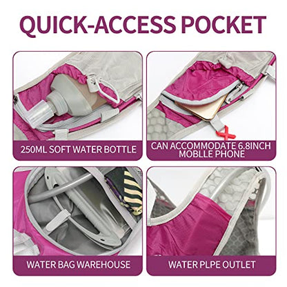 IX INOXTO Hydration Pack Backpack, Lightweight Water Backpack with 2L Hydration Bladder Daypack for Men Women,Running Hydration Vest for Trail Running Hiking Cycling Race Climbing - color: Pink