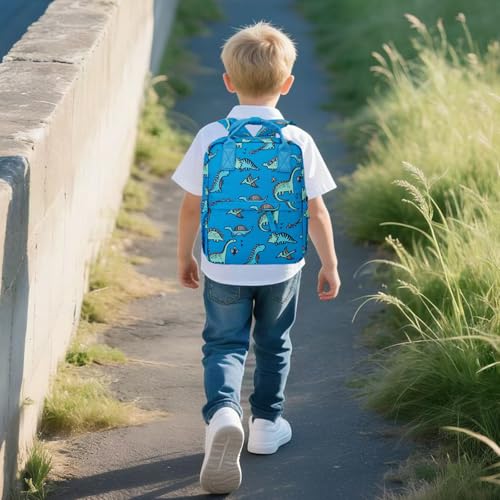 Cute Preschool Backpack Toddler School Book Bag for Girls Boys Kids Kindergarten Nursery Travel Bag with Chest Strap(12inch, Blue Dinosaur) - color: Blue Dinosaur, size: 12inch