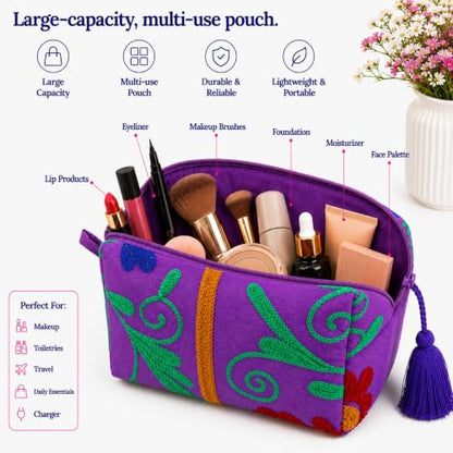 Huar Travel Makeup Bag- Large Capacity Cosmetic Bags for Women - color: Purple