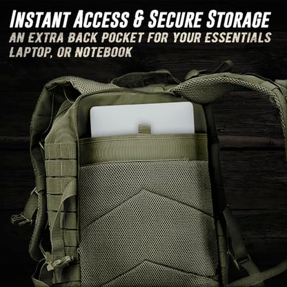 Tru Salute 45L Military Tactical Backpack Large Army 3 Day Assault Pack Molle Bug out Bag Rucksack (Amy Green) - color: Amy Green