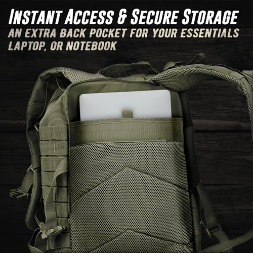 Tru Salute 45L Military Tactical Backpack Large Army 3 Day Assault Pack Molle Bug out Bag Rucksack (Amy Green) - color: Amy Green