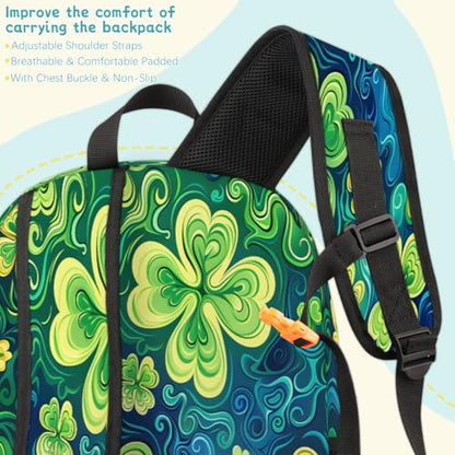St Patricks Day Laptop Backpack for Women Men, 18.3 Inch Travel Work Backpacks, Lucky Clover Shamrock Waterproof Computer Casual Daypack Nurse Teacher Bags - color: Multicolor 17