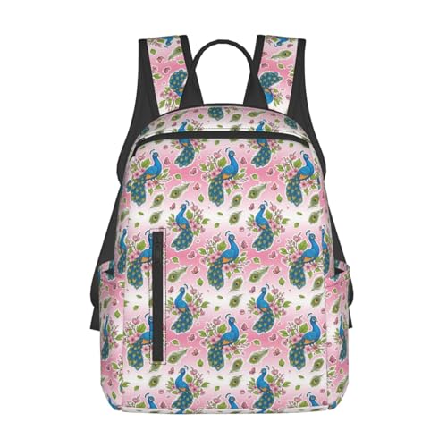 Casual Travel Rucksack Beautiful Peacock Pink, Self-Standing, Mesh Side Pockets, for Cycling & Weekends - color: Picture (48)