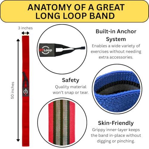 Long Fabric Resistance Band with Door Anchor - Full Body Resistance Band for Working Out and Physical Therapy - Heavy Strength Exercise Band