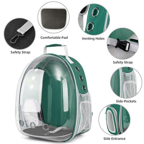 Pet Backpack Carrier,Bubble Backpack Cat Carrier,Pets and Small Dogs,Space Capsule Pet Carrier for Traveling, Walking, Hiking and Outdoor Activities (Dark Green) - color: Dark Green