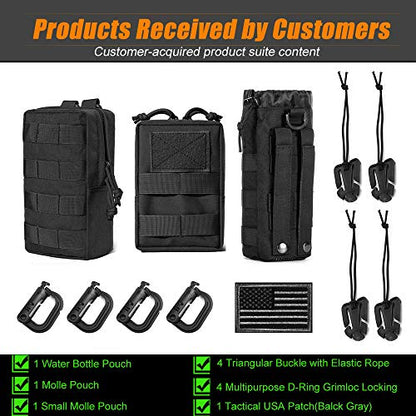 Upgraded Sports Water Bottles Pouch Bag, Tactical Drawstring Molle Water Bottle Holder Tactical Pouches, Travel Mesh Water Bottle Bag Tactical Hydration Carrier - color: 3 Molle Pouch
