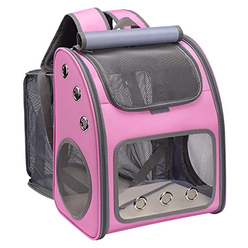 Expandable Cat Backpack Carrier, Portable Cat Backpack Up to 18 lbs | Airline Approved Pet Travel Carrier, Super Ventilated Design, Ideal for Traveling/Hiking /Camping, Pink - color: Pink-Standard