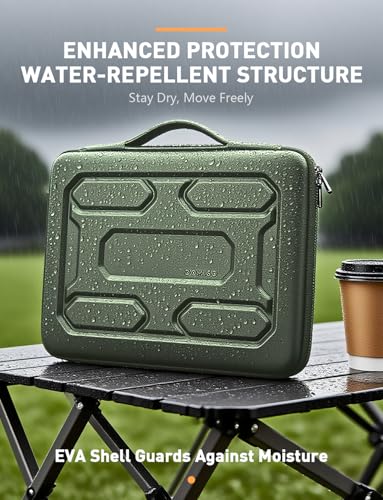 DOMISO 14 inch Laptop Sleeve with Handle Shockproof Computer Bag Waterproof EVA Protective Carrying Case for 14" ThinkPad E480/Yoga 920/13.5" Microsoft Surface Book/HP Pavilion 14 Stream 14, Green - color: Green, size: 14 inch
