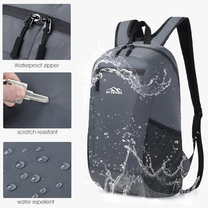Lightweight Hiking Backpack Small,Waterproof Hiking Daypack,Foldable Backpack for Travel,Ultralight Daypack (Nylon, Grey) - color: Nylon Grey