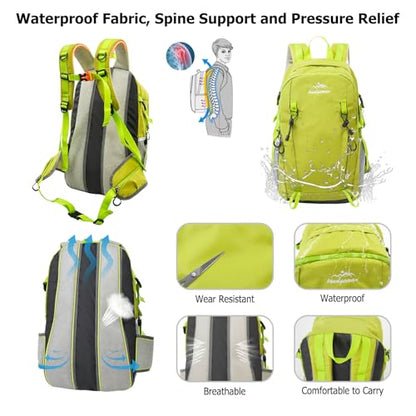 30L Hiking Backpack with Hydration Compartment Water Resistant Outdoor Daypack with Breathable Back System Rucksack for Camping Travel Daily Use Green - color: Green