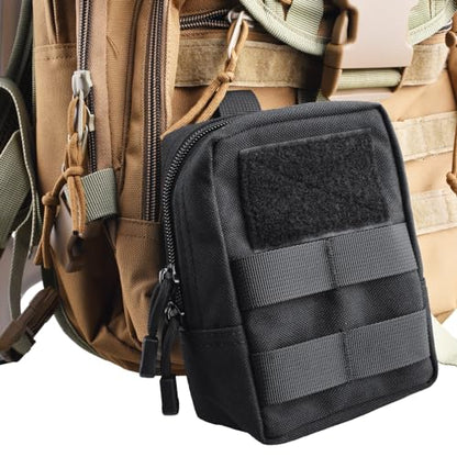 Azarxis Molle Pouches, Tactical Compact EDC Small Utility Pouch Waist Bags Sundries Storage Admin Organize Gear Gadget for Military Backpack - color: #03 Black - 5.91"x4.33" - 2 Pack