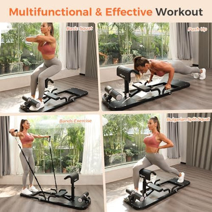 BODYRHYTHM Hip Thrust Machine with 2 Sets of Resistance Bands, Sissy Squat Machine, Squat Workout Machine & Glutes Workout Equipment, Bulgarian Split Squat Stand for Legged Lunges.