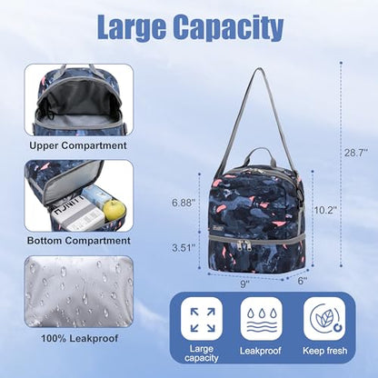 NEW TILAMI 19 Inch Rolling Backpack with Lunch Bag for Girls Boys Wheeled Laptop Backpack Durable Carry-on Bag School Travel, Doodle Grey - color: Doodle Grey