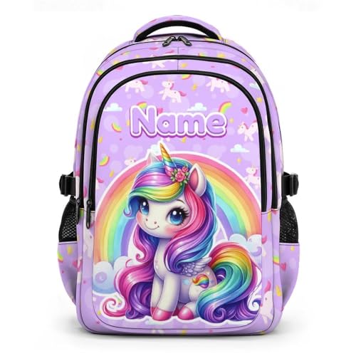 Girls Backpacks Personalized Unicorn Schoolbags to Preschool Elementary Kindergarten, Cute Bookbag for Kids Back to School - color: Purple