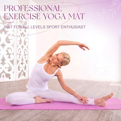 3 mm Thick Yoga Mat Bulk, Non Slip Exercise Workout Fitness Pad for Women Men, Gym Home Yoga Pilates, Easy to Clean, Sturdy PVC - color: Purple Series Color