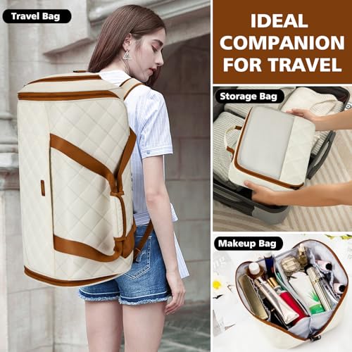 Convertible Garment Bags for Travel - Carry on Garment Duffle Bag with Backpack Straps for Men Women, 4 in 1 Large Travel Duffel Bags with Shoes Compartment Hanging Suit Dress Weekender Bag 3pcs Set - color: D3-Beige