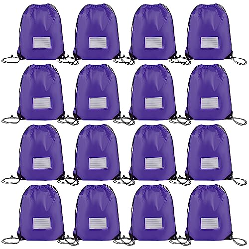 16 Pack Drawstring Bags,Bulk Draw String Backpack, DIY Gym Sports Cinch Bag Sackpack for Women Men, Purple - color: Purple