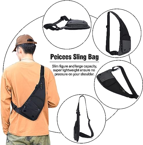 Peicees Water-resist Sling Bag Crossbody Bag for Men Slim Chest Backpack Man Purse Small Shoulder Bag for Travel Hiking - color: Army Green