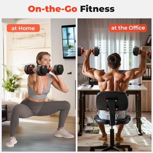 FLYBIRD Adjustable Dumbbell Set of 2, 110LB/50LB Weights Dumbbell Set for Home Gym Exercise & Fitness, Fast Change Weights with Anti-Slip Handle, Multiweight Options for Full Body Workout - color: 25LBS Pair(Total 50LBS)