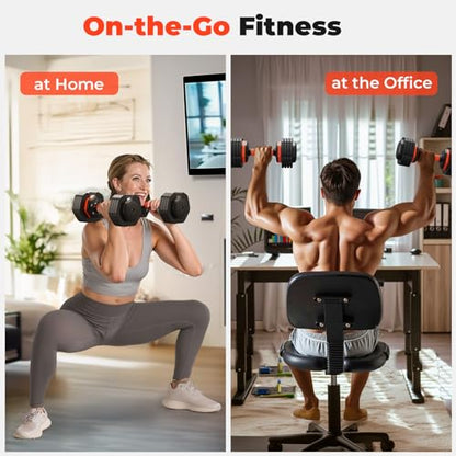FLYBIRD Adjustable Dumbbell Set of 2, 110LB/50LB Weights Dumbbell Set for Home Gym Exercise & Fitness, Fast Change Weights with Anti-Slip Handle, Multiweight Options for Full Body Workout - color: 25LBS Pair(Total 50LBS)