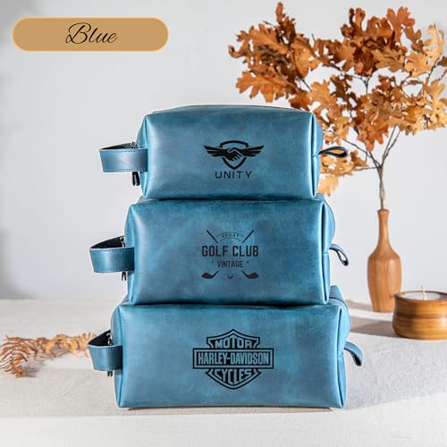 Personalized Handcrafted Leather Toiletry Bag for Men, Custom Shaving, Travel Dopp Kit, Grandpa, Dad, Husband, Father, Him, Boyfriend, Groomsmen, Birthday, Wedding, Graduation, Retirement Gifts - color: Personalized Gifts