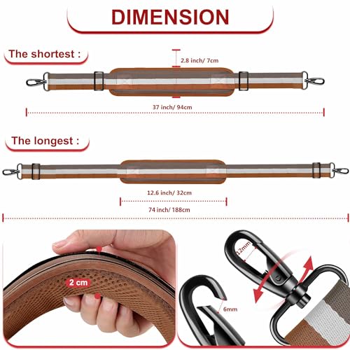 ZINZ 74" Shoulder Strap with Fixed Pad and Dual Balanced Buckles，Brown-White-Gray Stripe - color: Brown-white-gray Stripe