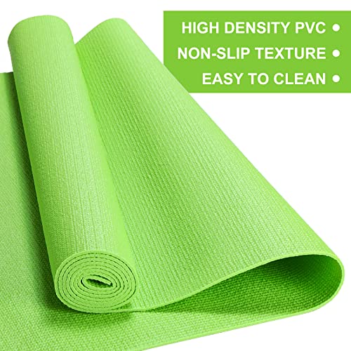3 mm Thick Yoga Mat Bulk, Non Slip Exercise Workout Fitness Pad for Women Men, Gym Home Yoga Pilates, Easy to Clean, Sturdy PVC - color: Green