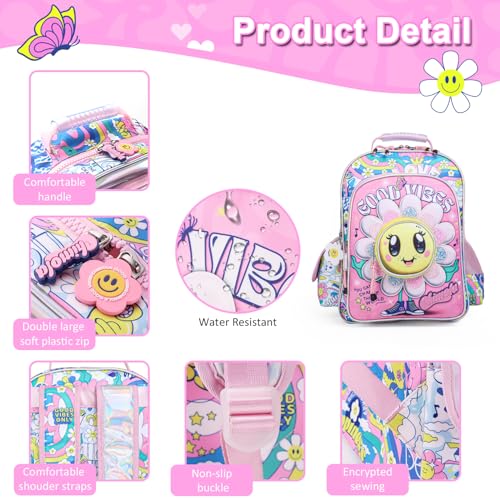 Girls Backpack for Preschool Kindergarten Elementary School,Cute School Backpack for Girls 4-8 Lightweight Kawaii - color: Sunflower