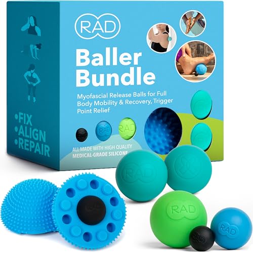 RAD Baller Bundle – Myofascial Release Balls for Full Body Mobility & Recovery, Trigger Point Relief – Includes Rounds (Set of 3), Recovery Rounds (Set of 2), and Neuro Ball Foot Roller - style: Baller Bundle – 6-Piece