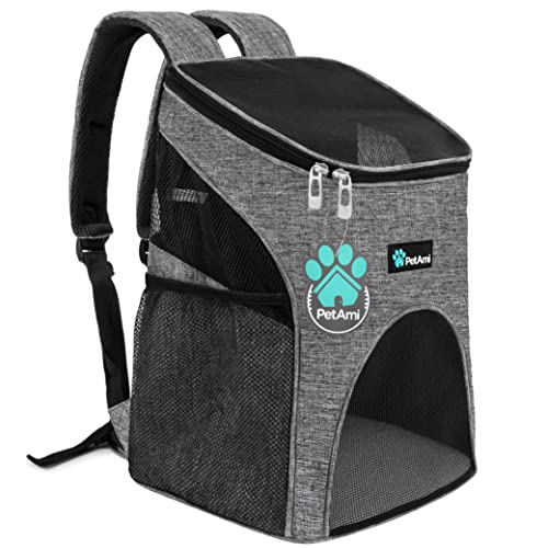 PetAmi Cat Backpack Carrier, Airline Approved Pet Carrier Backpack for Small Dogs and Large Cats, Soft Sided Collapsible Ventilated with Sherpa Bed for Hiking Travel, Max 18 lbs, Heather Gray - color: Heather Gray