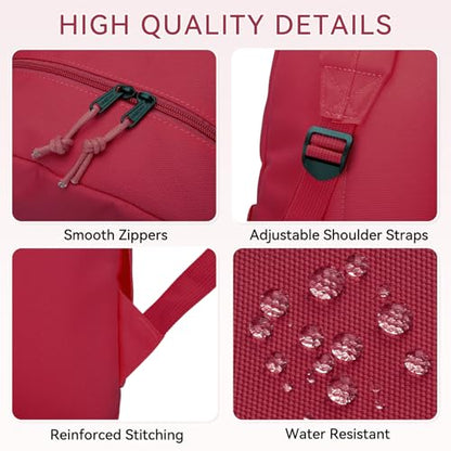 VASCHY School Backpacks, Lightweight Bookbag Schoolbag for Girls Casual Basic Simple Daypack for Women Red - color: Red