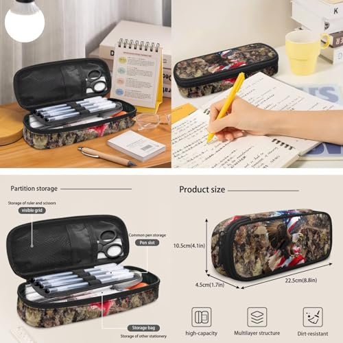 3 in 1 School Backpack, 3PCS Branches American Flag Eagle Kids Bookbag Set Large Capacity 17 Inch Student Backpack with Lunch Box and Pencil Case - color: Branches American Flag Eagle