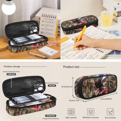 3 in 1 School Backpack, 3PCS Branches American Flag Eagle Kids Bookbag Set Large Capacity 17 Inch Student Backpack with Lunch Box and Pencil Case - color: Branches American Flag Eagle