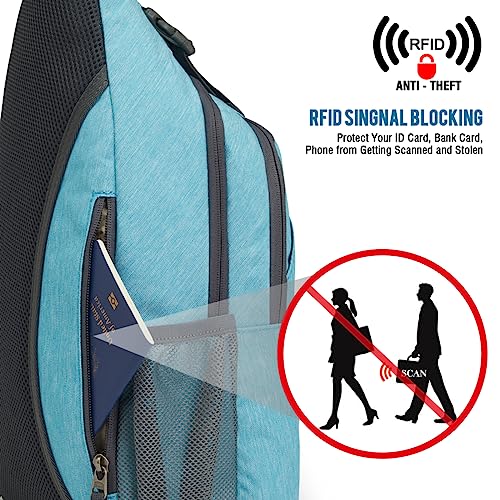 G4Free Sling Bag for Men and Women, RFID Blocking Crossbody Bag, Lightweight Sling Backpack for Travel, Hiking, Walking and Daily Use - color: Sky Blue