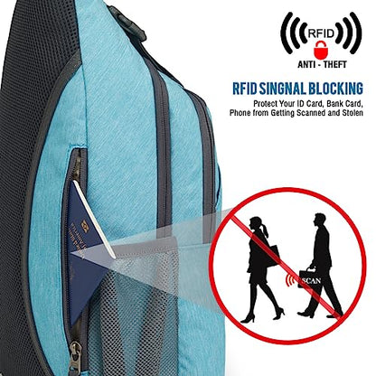 G4Free Sling Bag for Men and Women, RFID Blocking Crossbody Bag, Lightweight Sling Backpack for Travel, Hiking, Walking and Daily Use - color: Sky Blue