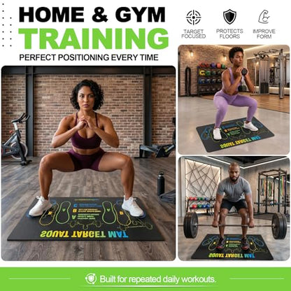 Squat Mat with Foot Position,Non-Slip Workout Mat for Squats & Leg Exercises, Improves Muscle Activation & Knee Support, Home Gym Fitness Mat,30 * 13.8"inch Squat Pad - color: Green Black