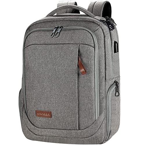 KROSER Laptop Backpack Large Computer Backpack Fits up to 17.3 Inch Laptop with USB Charging Port Water-Repellent Casual Daypack for Travel/Business/College/Women/Men-Grey - color: A-grey-17.3"
