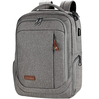 KROSER Laptop Backpack Large Computer Backpack Fits up to 17.3 Inch Laptop with USB Charging Port Water-Repellent Casual Daypack for Travel/Business/College/Women/Men-Grey - color: A-grey-17.3"