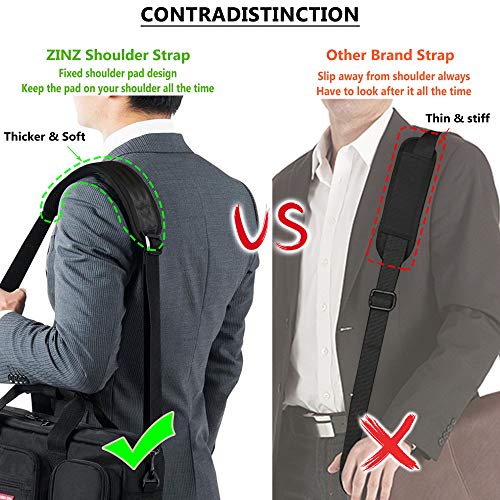 ZINZ Bag Shoulder Strap, Padded Adjustable Shoulder Strap Replacement - color: Black, size: 57"