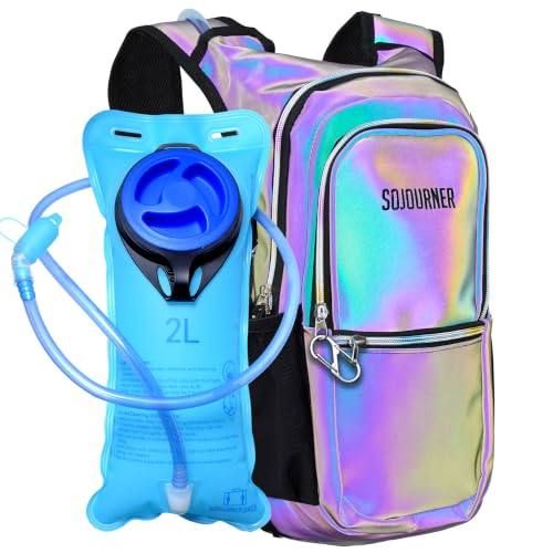 Sojourner Hydration Pack, Hydration Backpack - Water Backpack with 2l Hydration Bladder, Festival Essential - Rave Hydration Pack Hydropack Hydro for Hiking, Running, Biking, Festival Gear - color: Luminous - Green